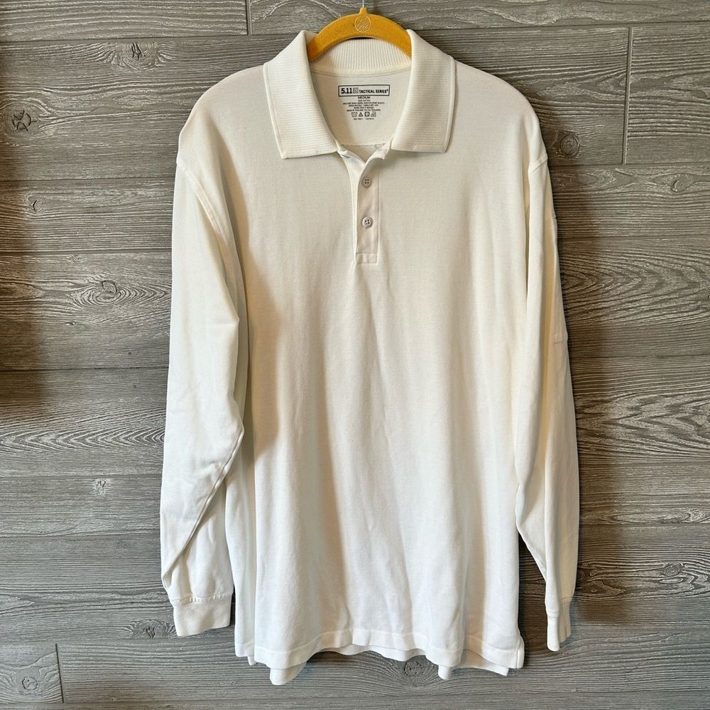 5.11 tactical polo off white long sleeve‎ polo shirt medium